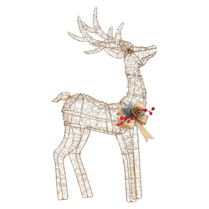 Christabelle Light Up Christmas Reindeer Display Indoor & Outdoor Decoration Warm White LED Lights Gold Bow Wire Frame