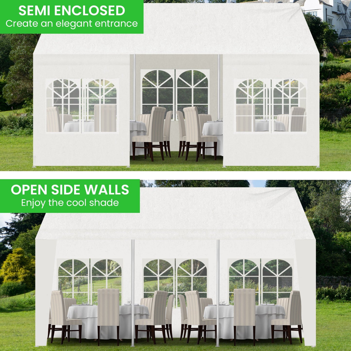 Wallaroo 6x6m Outdoor Event Marquee Gazebo Party Wedding Tent - White