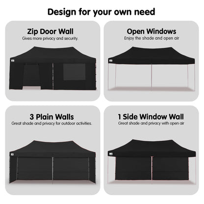 Wallaroo Gazebo Tent Marquee 3x6m PopUp Outdoor Wallaroo Black