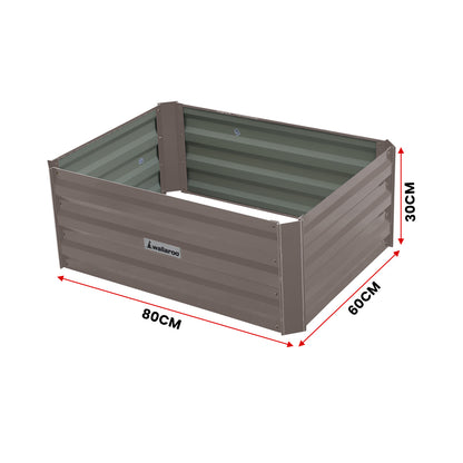 Wallaroo Garden Bed 80 x 60 x 30cm Galvanized Steel - Grey