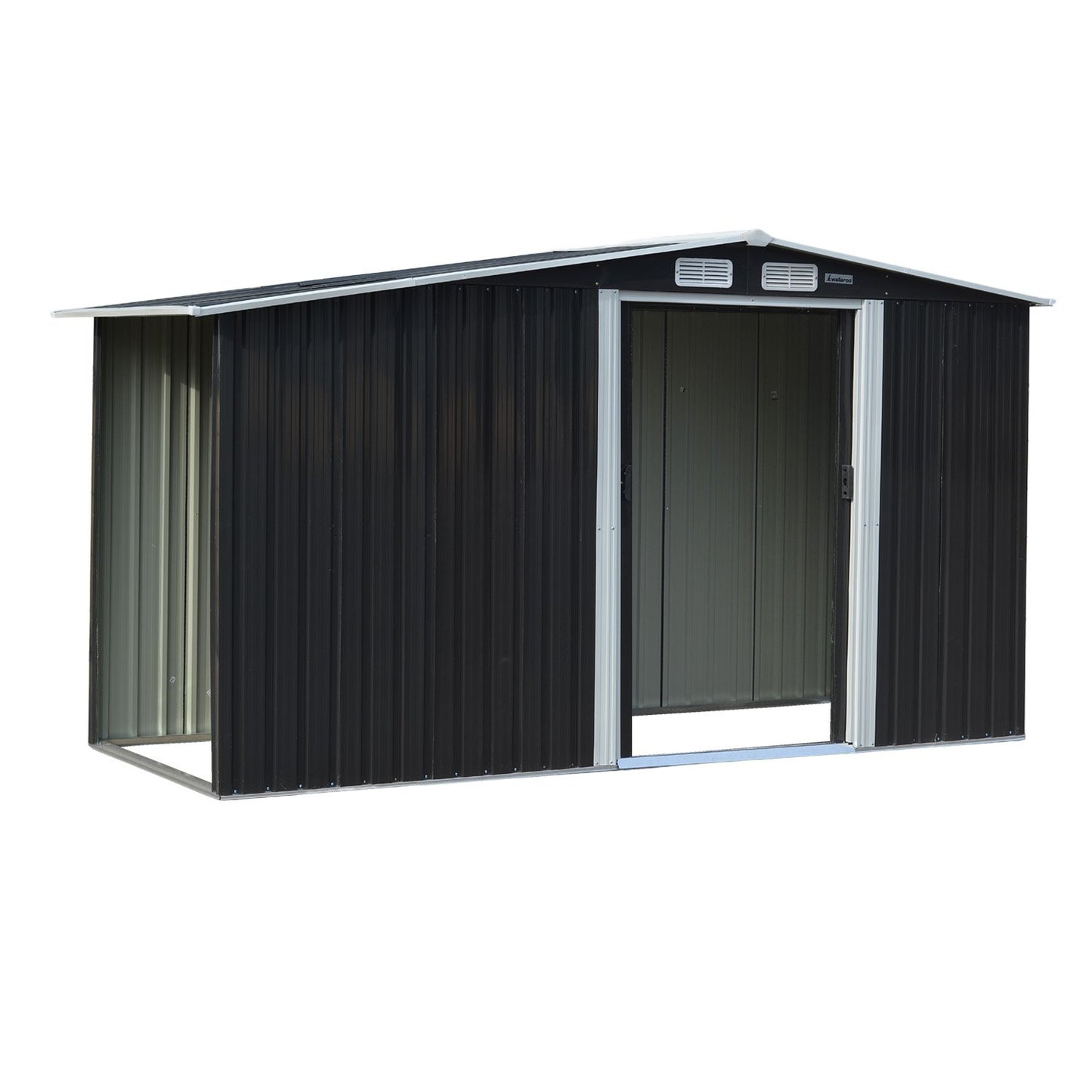 Wallaroo Garden Shed with Semi-Close Storage 4*8FT - Black