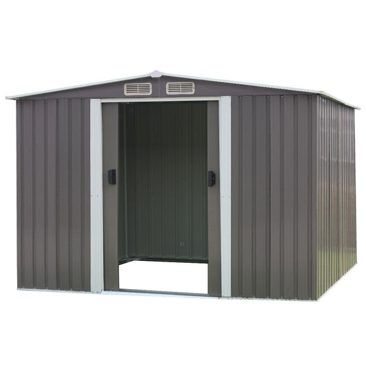 Wallaroo Garden Shed Spire Roof 6ft x 8ft Outdoor Storage Shelter - Grey