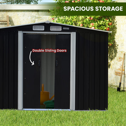 Wallaroo Garden Shed with Semi-Close Storage 6*8FT - Black