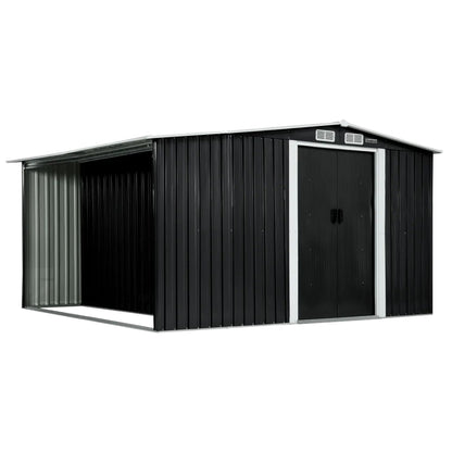 Wallaroo Garden Shed with Semi-Closed Storage 8*8FT - Black