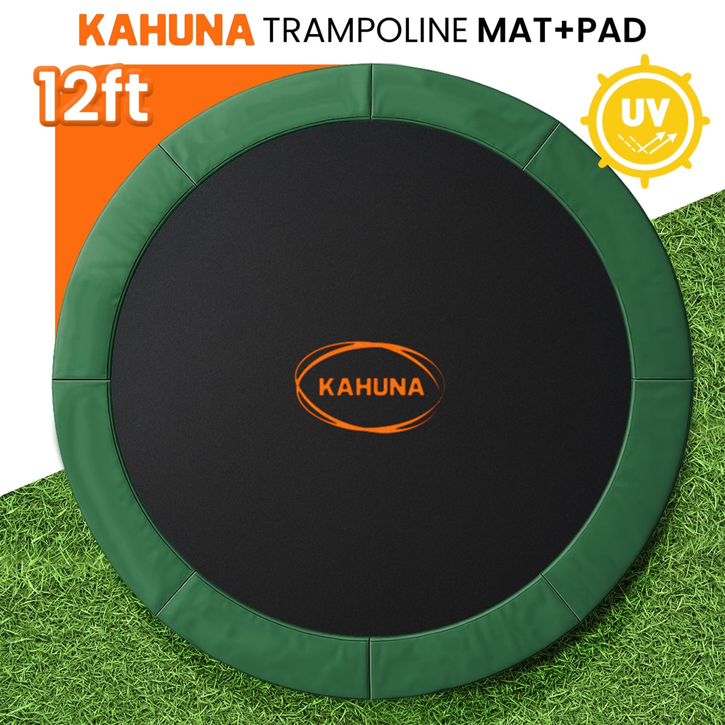 Kahuna 12ft Replacement Trampoline Safety Pad Cover and Jumping Spring Mat - Green