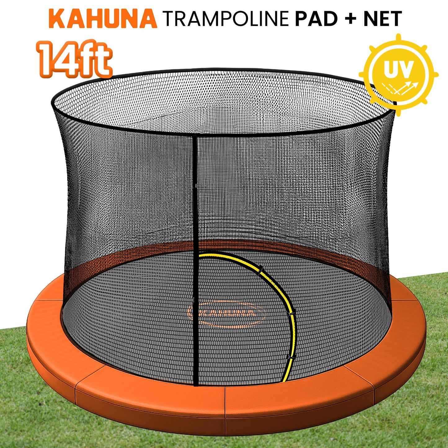 Kahuna 14ft Trampoline Pad and Net - Orange