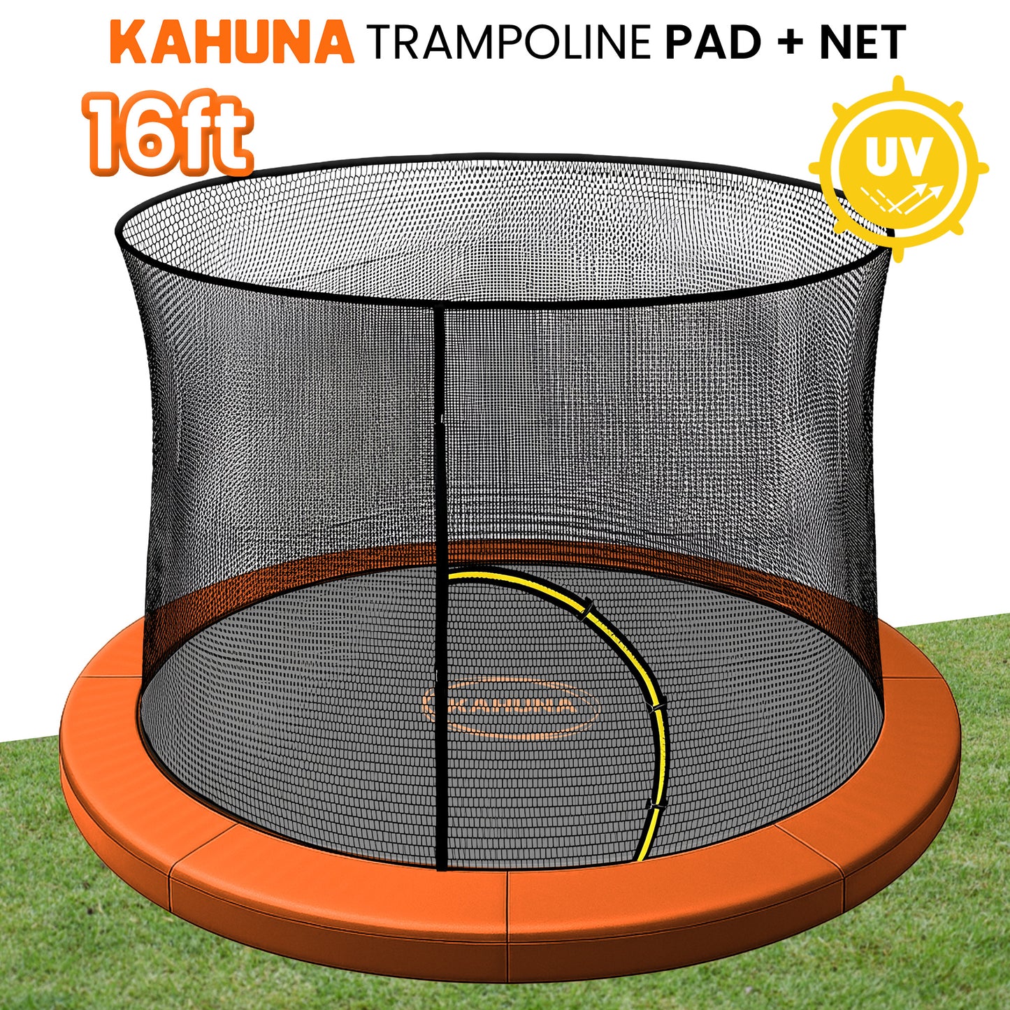 Kahuna 16ft Trampoline Pad and Net - Orange