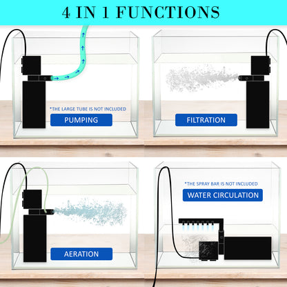 Aquarium Submersible Filter Pond Pump 1200L/H 22W 1.6m