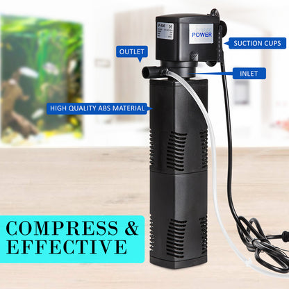 Aquarium Submersible Filter Pond Pump 1200L/H 22W 1.6m