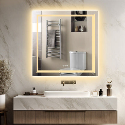 Interior Ave - LED Square Frameless Salon / Bathroom Wall Mirror - 80 x 80cm