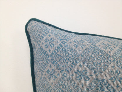 Azuk Pale Aqua Teal / Green & Grey Cushion Cover