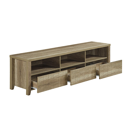 TV Cabinet 3 Storage Drawers with Shelf Natural Wood like MDF Entertainment Unit in Oak Colour