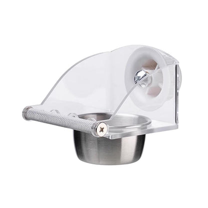 Parrot Stainless Steel Food Bowl Bird Feeder Cage Hanging Dish for Pet Birds - L