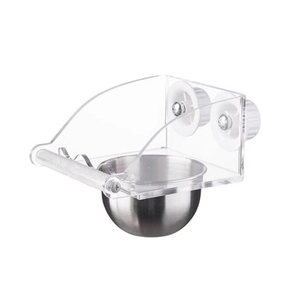 Parrot Stainless Steel Food Bowl Bird Feeder Cage Hanging Dish for Pet Birds - L