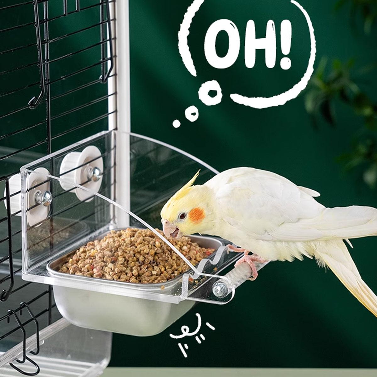 Parrot Stainless Steel Food Bowl Bird Feeder Cage Hanging Dish for Pet Birds - M