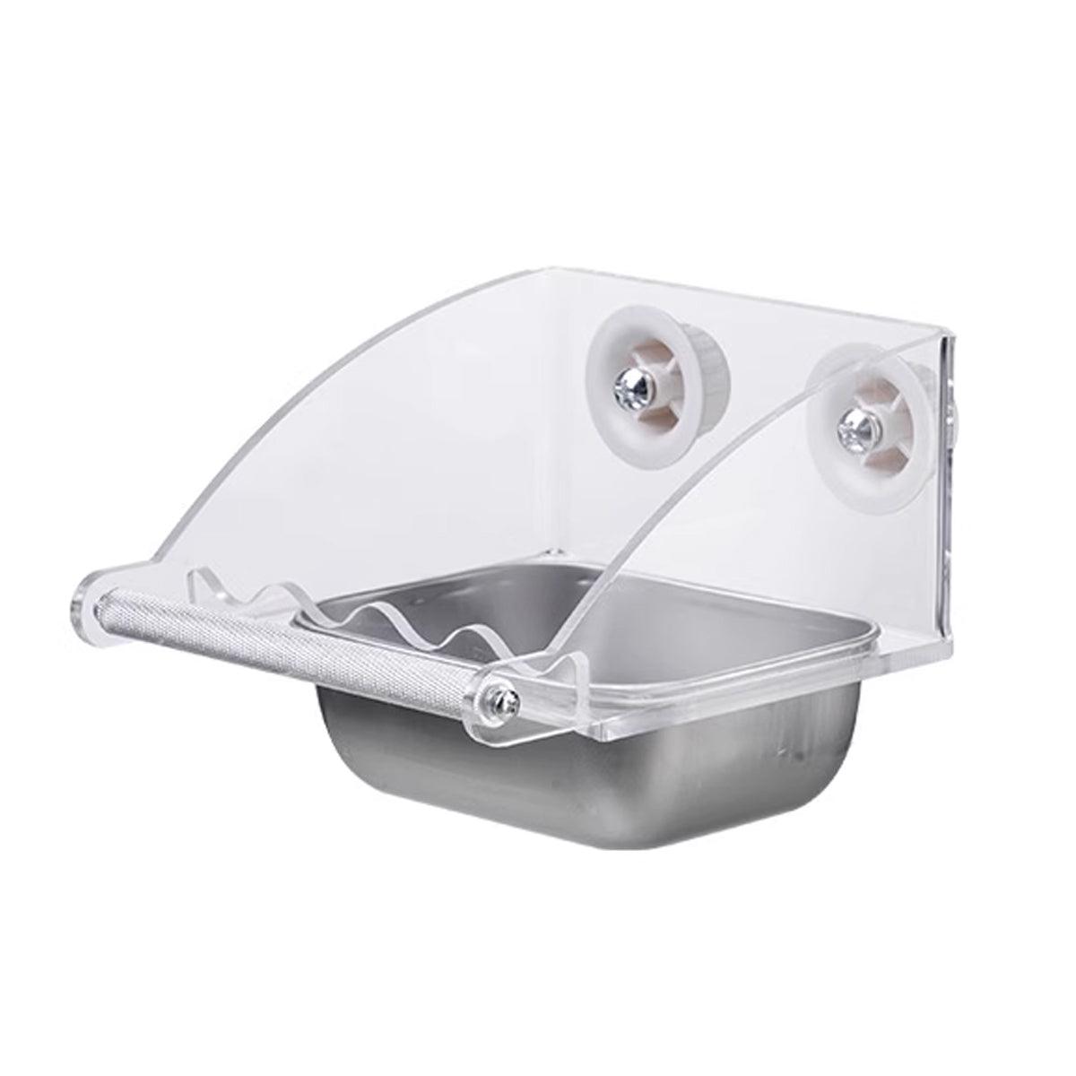 Parrot Stainless Steel Food Bowl Bird Feeder Cage Hanging Dish for Pet Birds - M