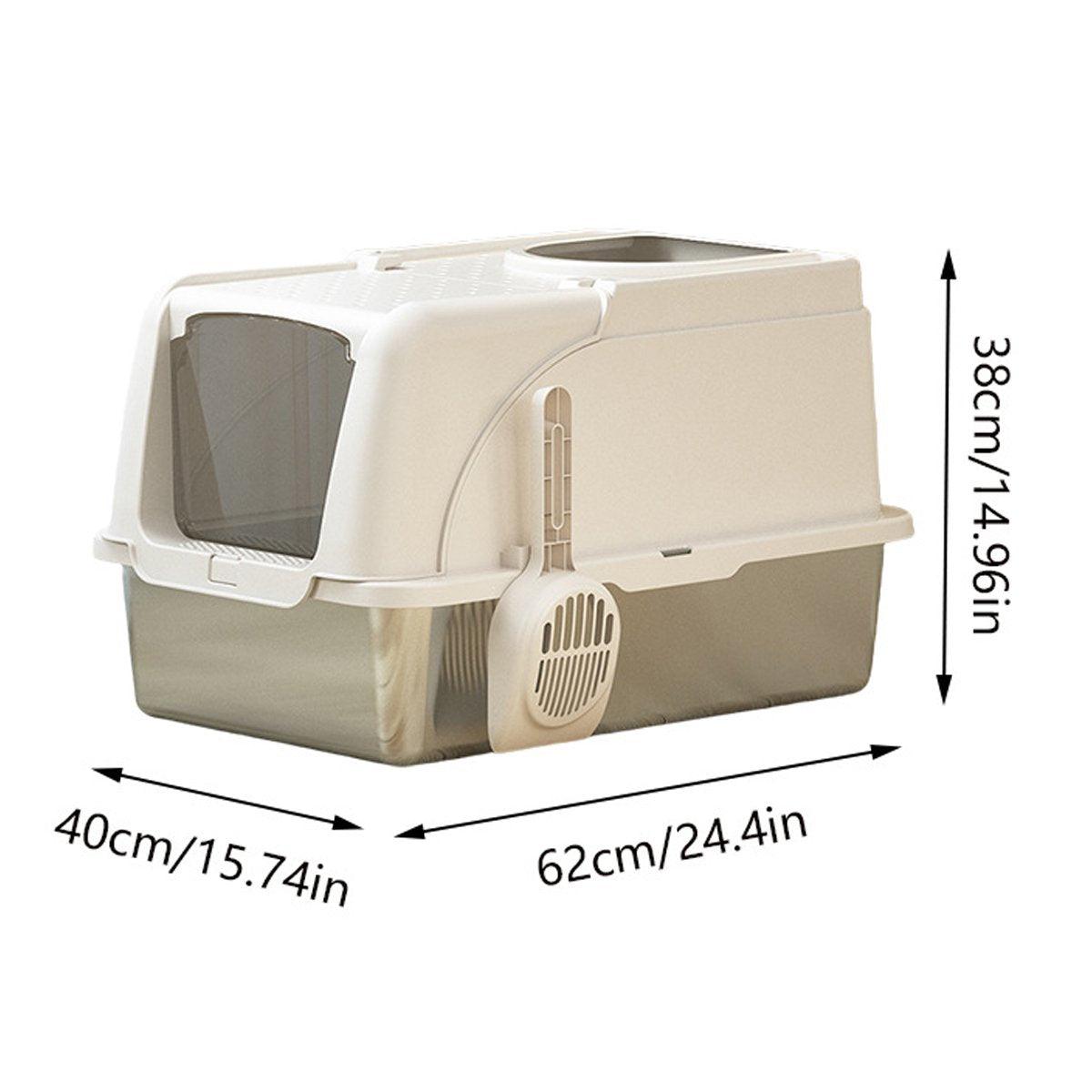 Durable Stainless Steel Cat Litter Box Pan Pet Toilet Odor Control Tray Large - White