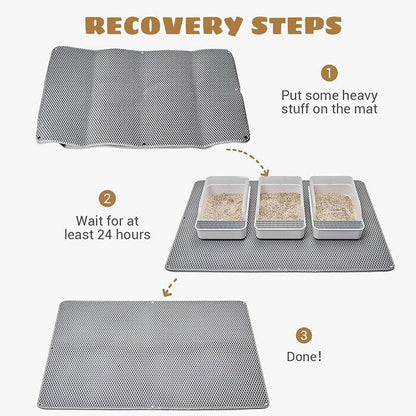 Large Double Layer Litter Mat Waterproof Non Slip Cat Trapping Pad Easy to Clean - 90x60cm