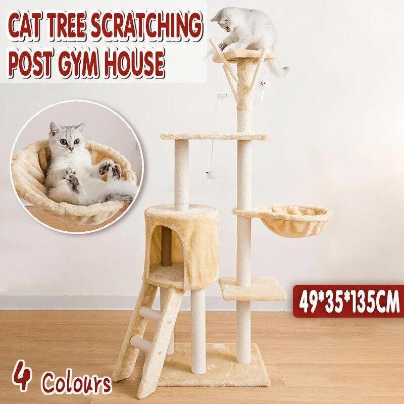 Cat Tree Scratching Post Gym House Condo Scratcher Furniture Tower - Brown