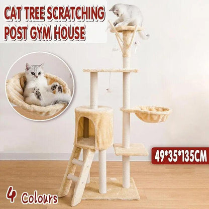 Cat Tree Scratching Post Gym House Condo Scratcher Furniture Tower - Brown