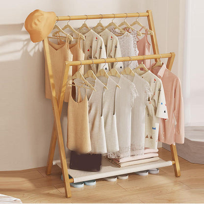 Folding Clothes Hanger Indoor Floor Bedroom Garment Rack Simple Hanging Stand