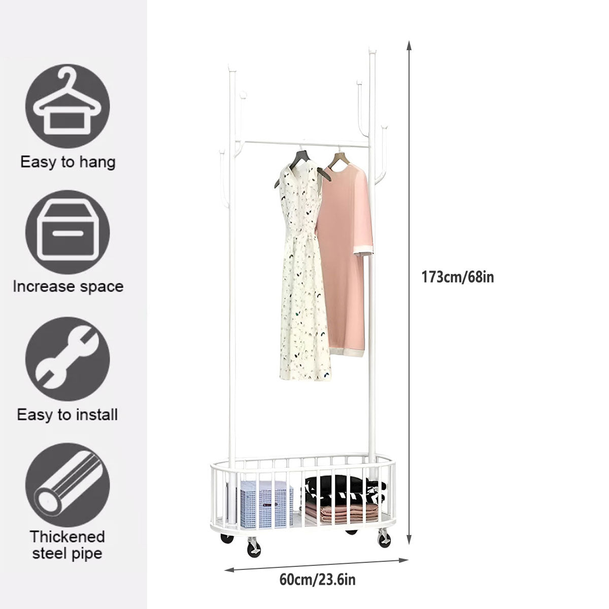 Clothes Hanger Stand Model Floor Standing Room Rack Movable Coat Rack Organizer