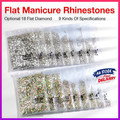 1440Pcs Glitter Rhinestones Crystal Flat Clear Bottom Glass Nail Art Nail Drill - Coloured Crystal-SS10