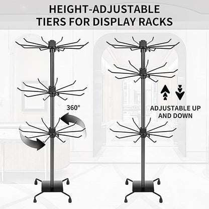 3-Tier Rotating Sock Rack Accessories Hanging Display Stand Organizer for Storage