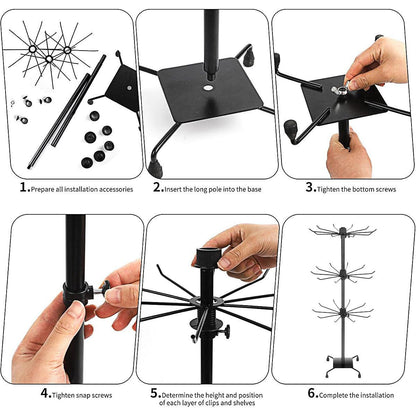 3-Tier Rotating Sock Rack Accessories Hanging Display Stand Organizer for Storage