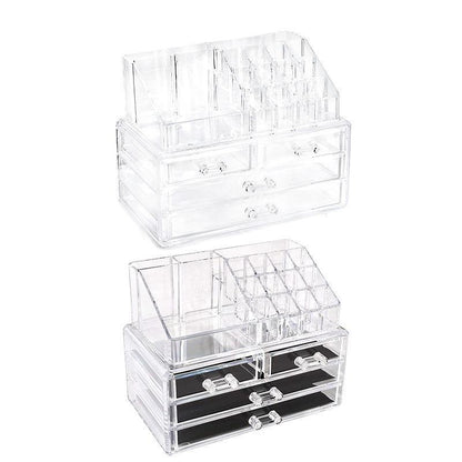 Holder Cosmetic Makeup Organiser 4 Drawer Storage Jewellery Box Clear Acrylic - Without Black Mesh Pad
