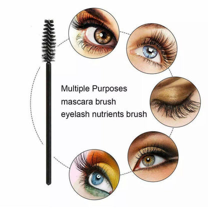 50X Disposable Mascara Wands Eyelash Brushes Applicator Lash Extension Brush - Pink+Clear