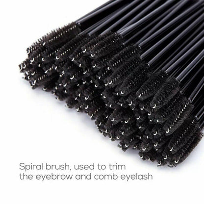 50X Disposable Mascara Wands Eyelash Brushes Applicator Lash Extension Brush - Pink+Clear