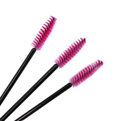 50X Disposable Mascara Wands Eyelash Brushes Applicator Lash Extension Brush - Pink+Clear