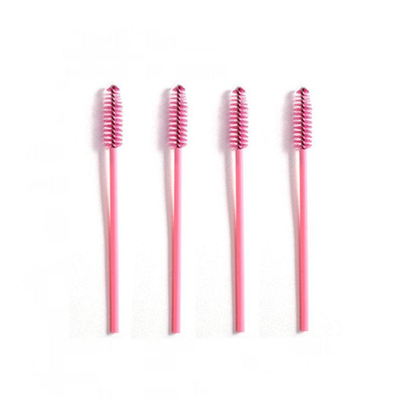 50X Disposable Mascara Wands Eyelash Brushes Applicator Lash Extension Brush - Pink+Clear