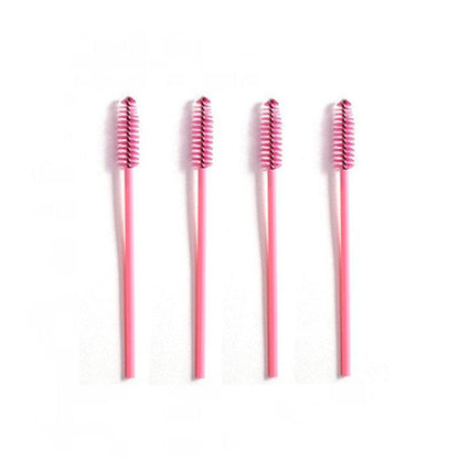 50X Disposable Mascara Wands Eyelash Brushes Applicator Lash Extension Brush - Pink+Clear
