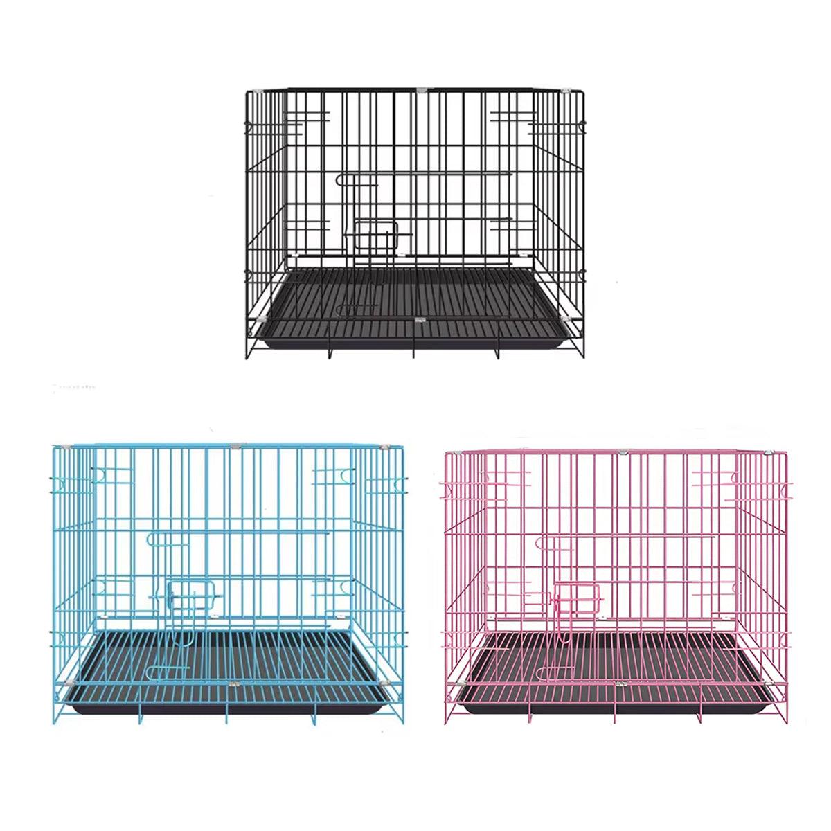Metal Dog Crate Pet Cage with Divider for Puppies Cats Kennel Indoor Pet House - Small-Blue