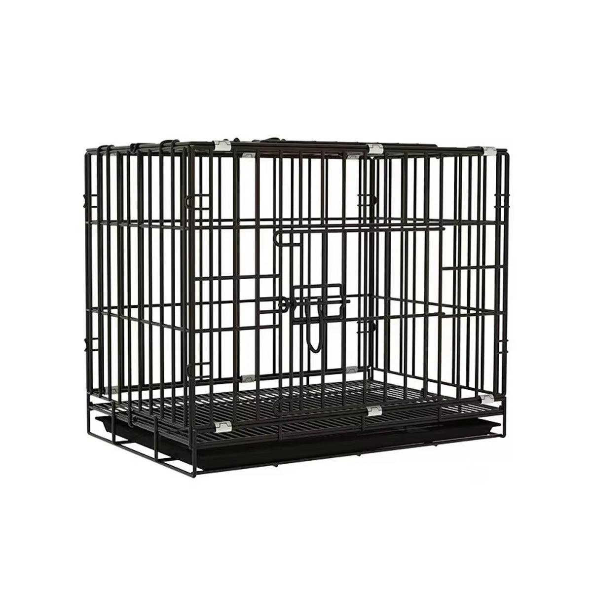 Metal Dog Crate Pet Cage with Divider for Puppies Cats Kennel Indoor Pet House - Small-Pink