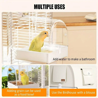3in1 Parrot Bath Basin Bird Bathtub Cage or Accessory Pet Bird Feeder Water Bowl - Bathroom