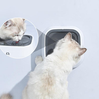 1.5L Pet Water Bowl No-Spill Design Slow Drinking Feeder with Non-Slip Base - White