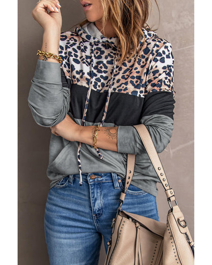 Azura Exchange Leopard Colorblock Hoodie - S