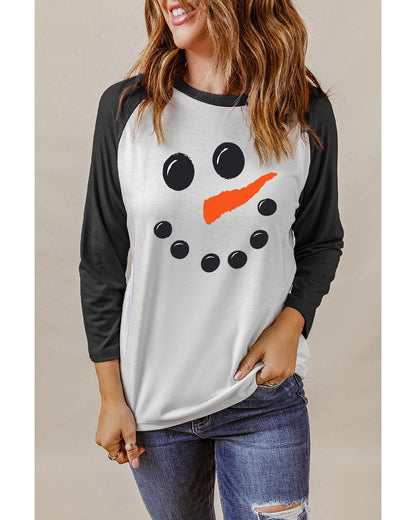 Azura Exchange Christmas Funny Face Print Color Block Top - S