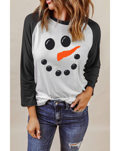 Azura Exchange Christmas Funny Face Print Color Block Top - S