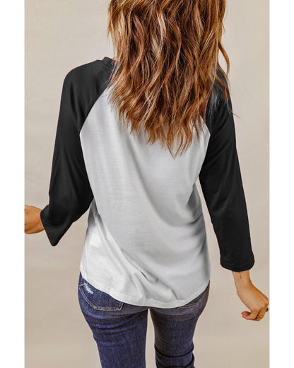 Azura Exchange Christmas Funny Face Print Color Block Top - S