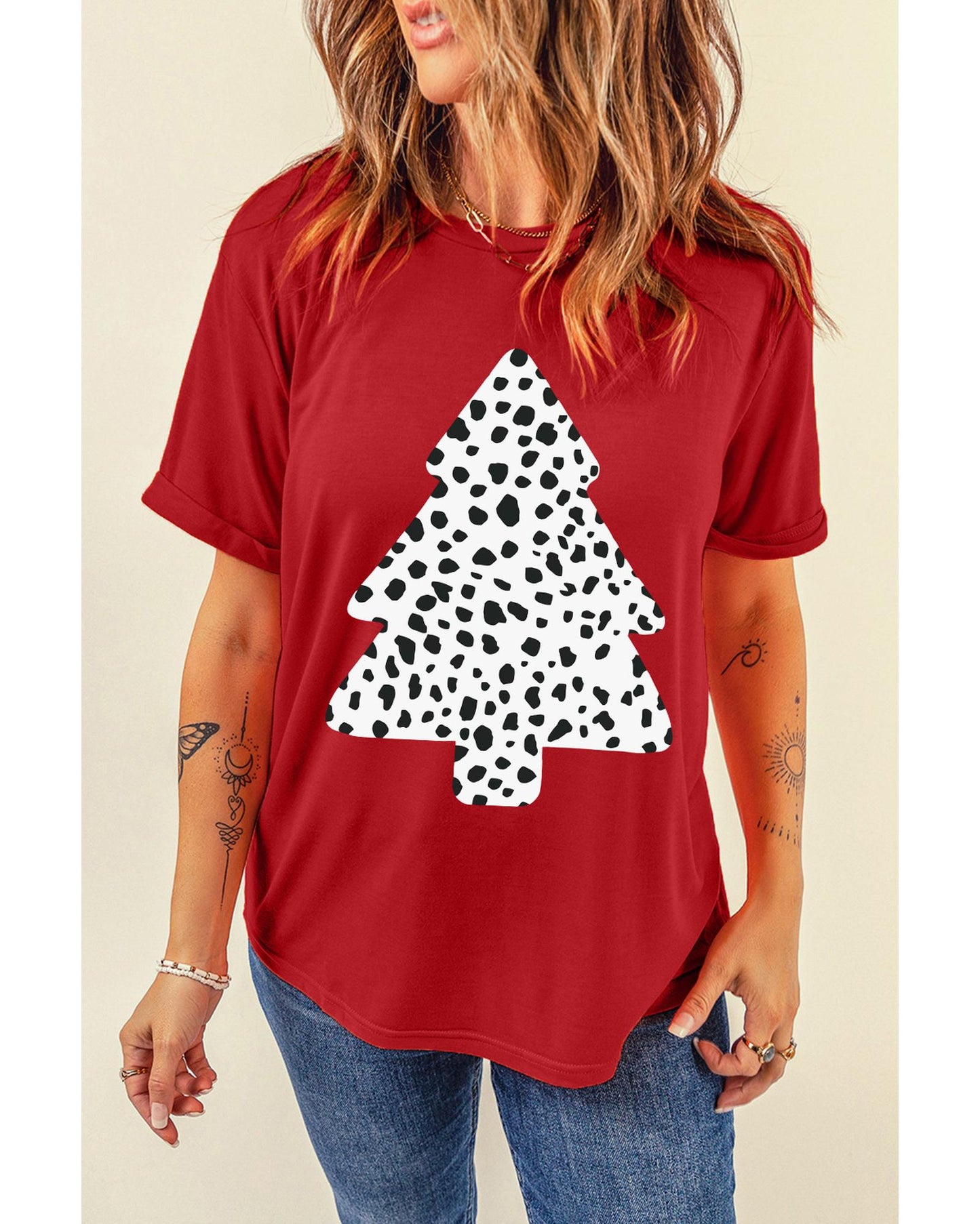 Azura Exchange Leopard Christmas Tree Graphic Tee - S