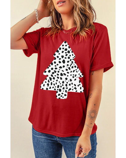 Azura Exchange Leopard Christmas Tree Graphic Tee - S