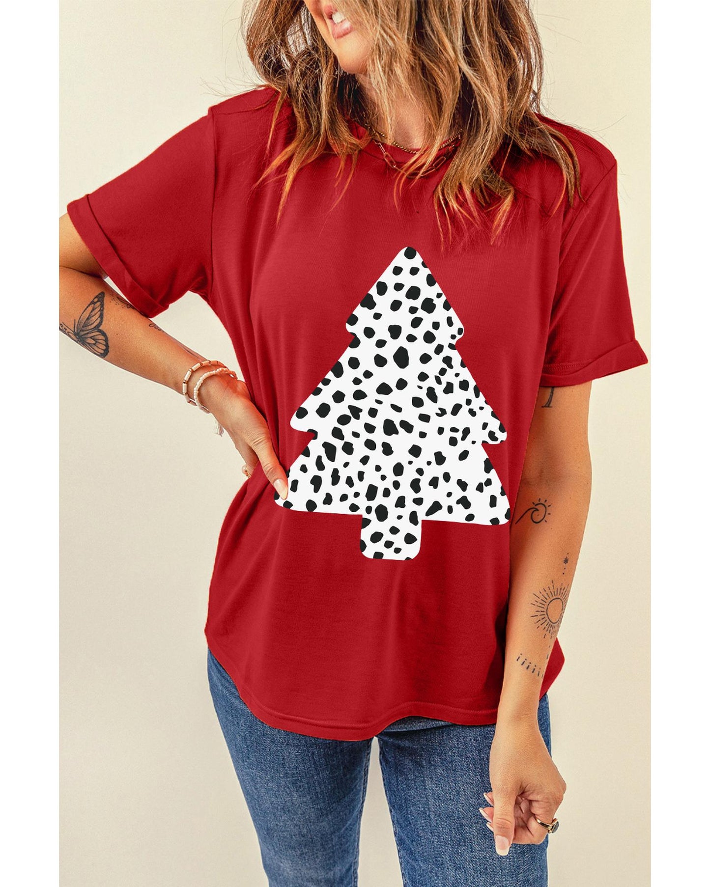 Azura Exchange Leopard Christmas Tree Graphic Tee - S