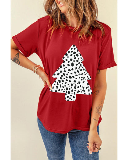 Azura Exchange Leopard Christmas Tree Graphic Tee - S