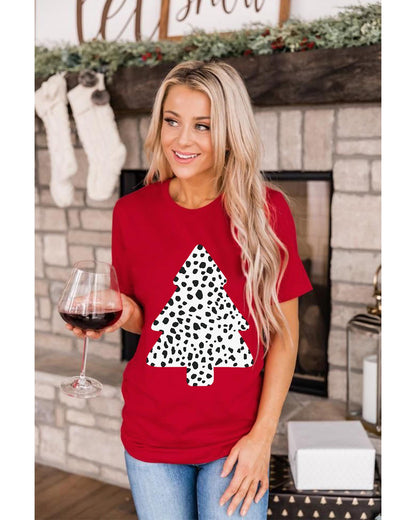 Azura Exchange Leopard Christmas Tree Graphic Tee - S