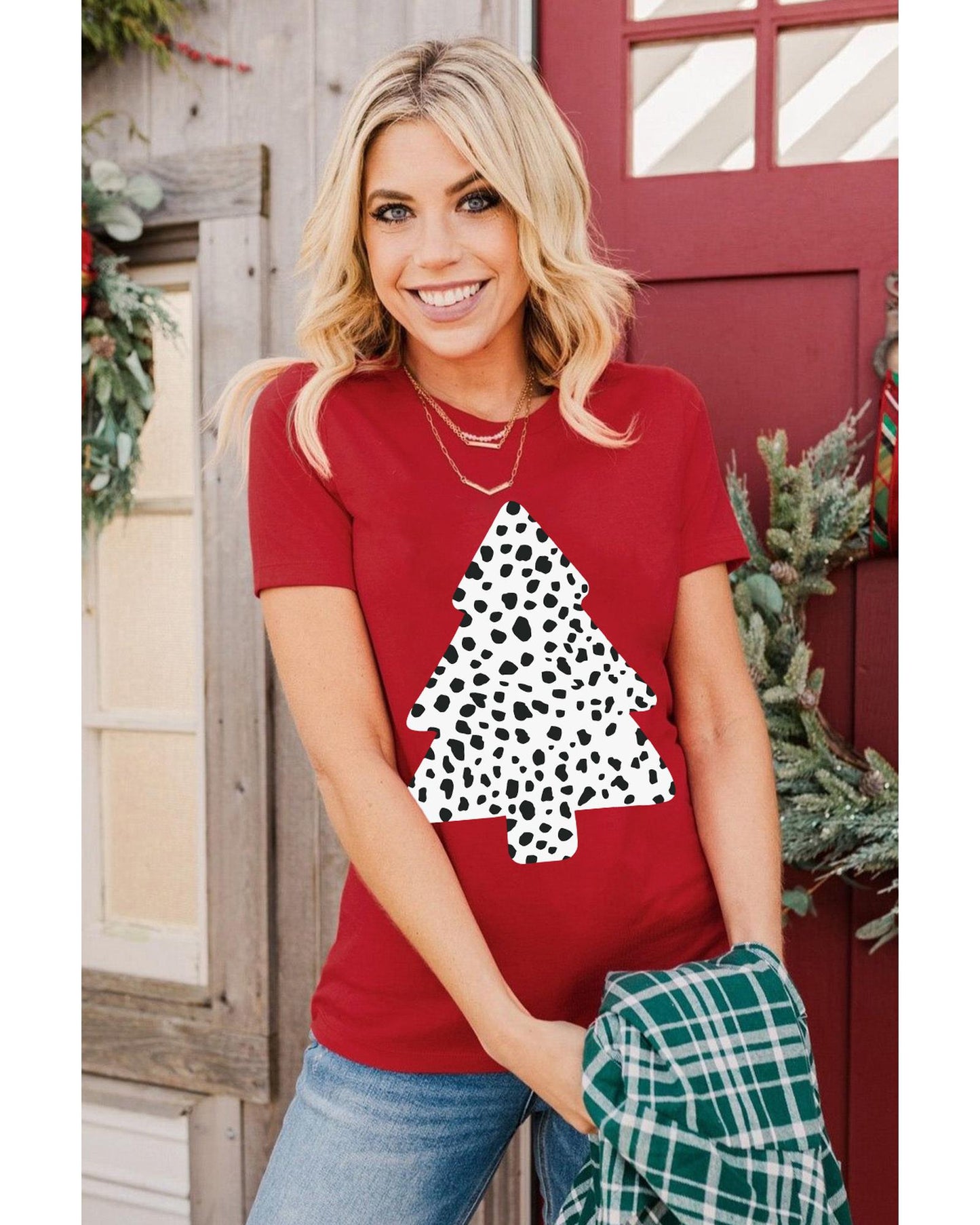 Azura Exchange Leopard Christmas Tree Graphic Tee - S