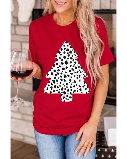 Azura Exchange Leopard Christmas Tree Graphic Tee - S